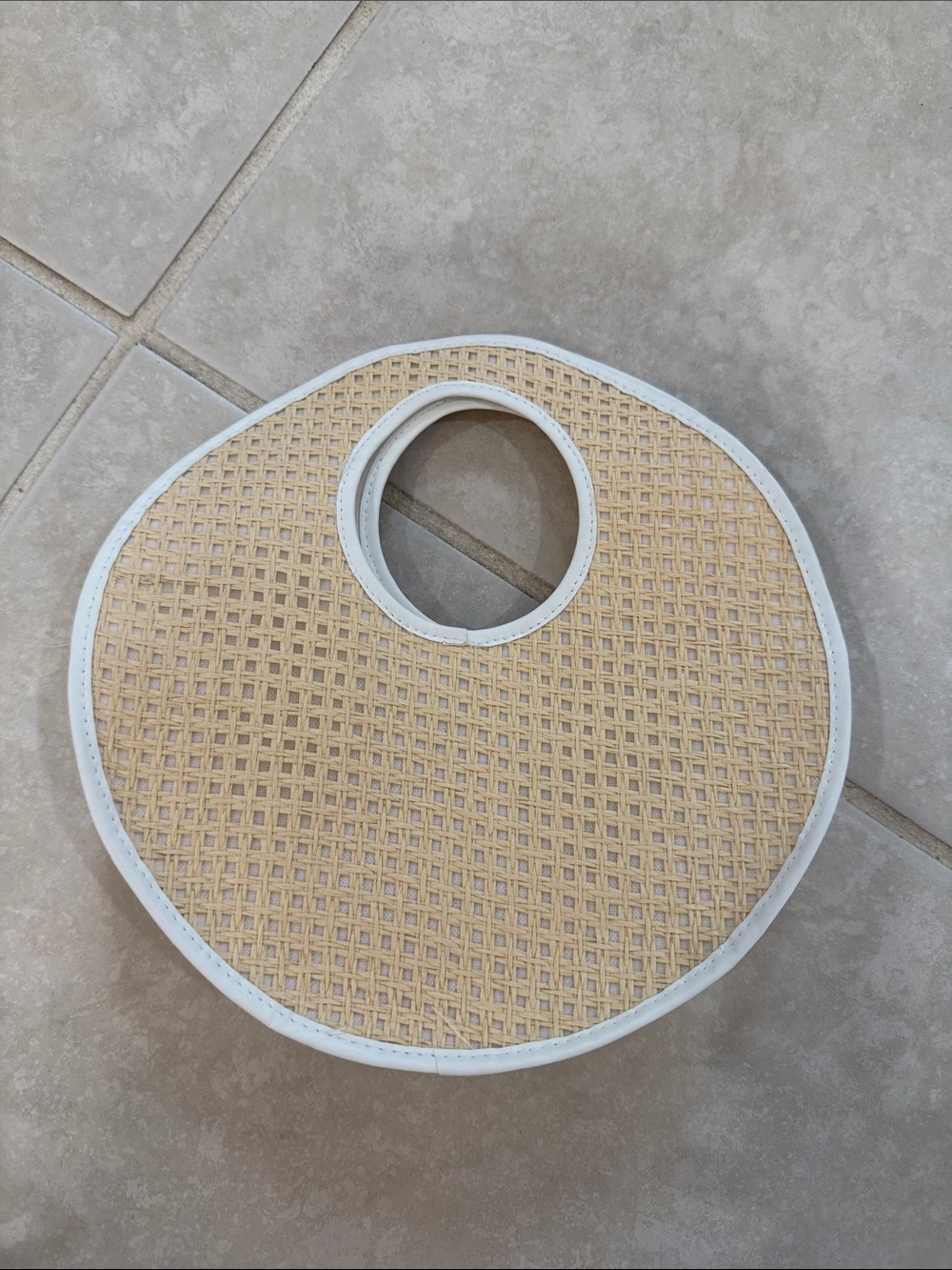 Janie and Jack x Rachel ZoeNatural Woven Round Decorative Trivet with White Trim